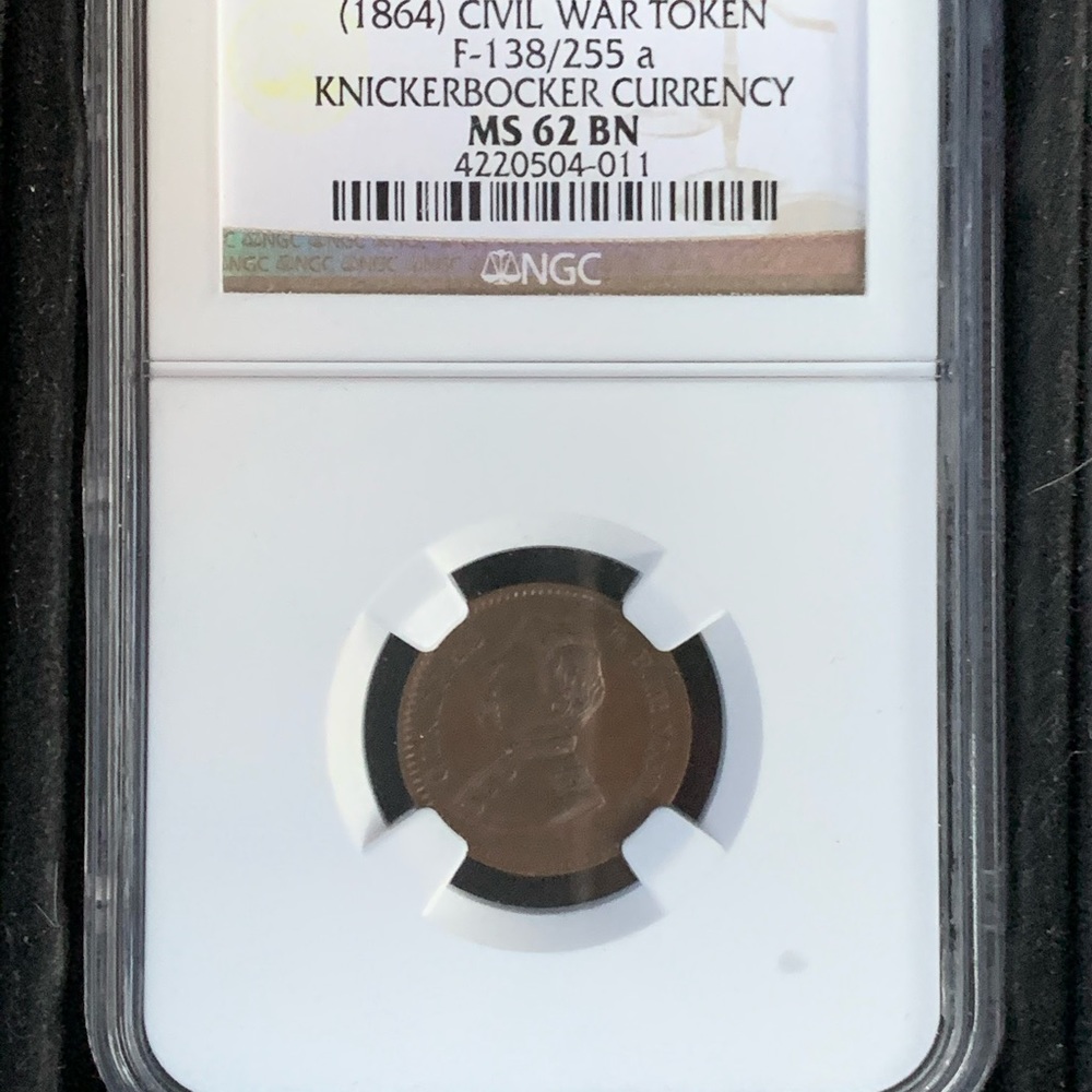 1861 ms62 brown civil war token